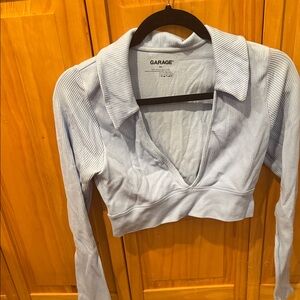 Garage Sky Blue Ribbed Crop Top